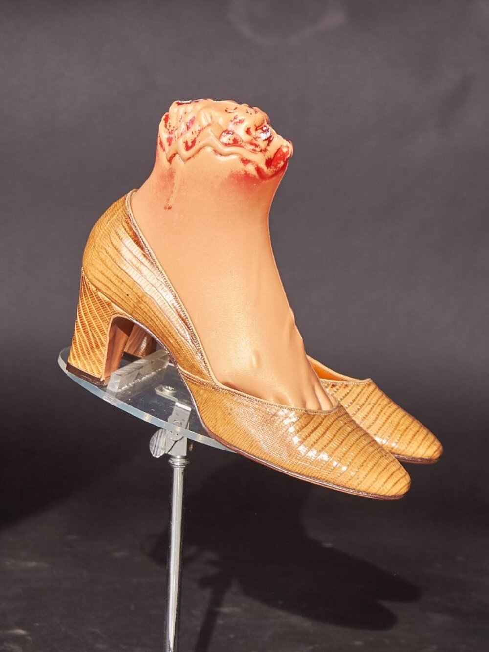 1960s Pressed Tan Patent Leather Pumps Vintage Heels